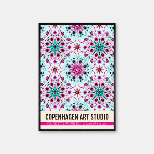 Copenhagen-Art-Studio-Camilla-Laub-Pointillismmandala-Plakat-sort-ramme